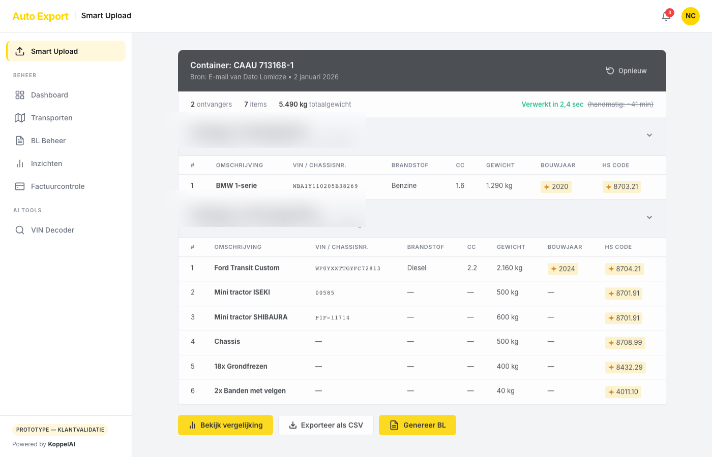 Export Automatisering